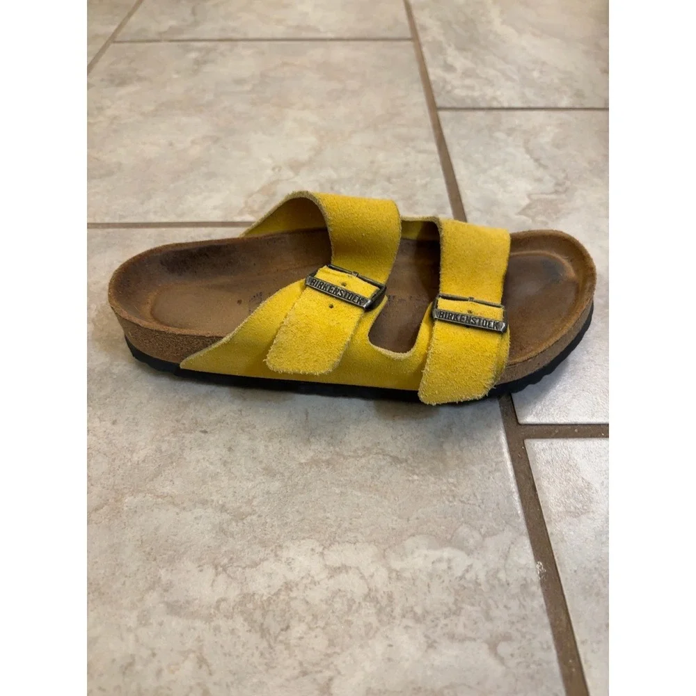 Birkenstock Arizona Soft Footbed Yellow Suede Sandals Womens 37 L6 M4